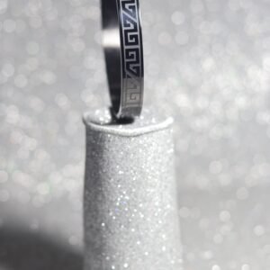 Black Engraved Greek Steel Kada