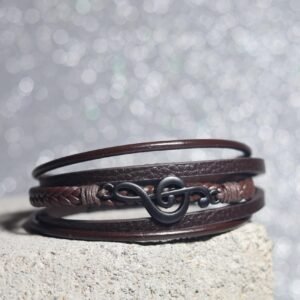 Harmony Note Brown Leather Bracelet