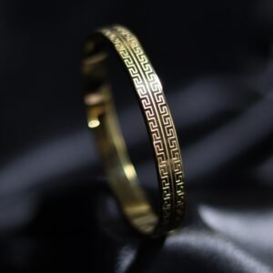 Greek Key Pattern Stainless Steel Kada