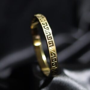 Hollow Greek Key Cut-Out Stainless Steel Kada