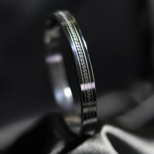 Steel Kada with Greek Key Detail
