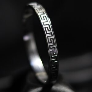 Steel and Black Enamel Kada