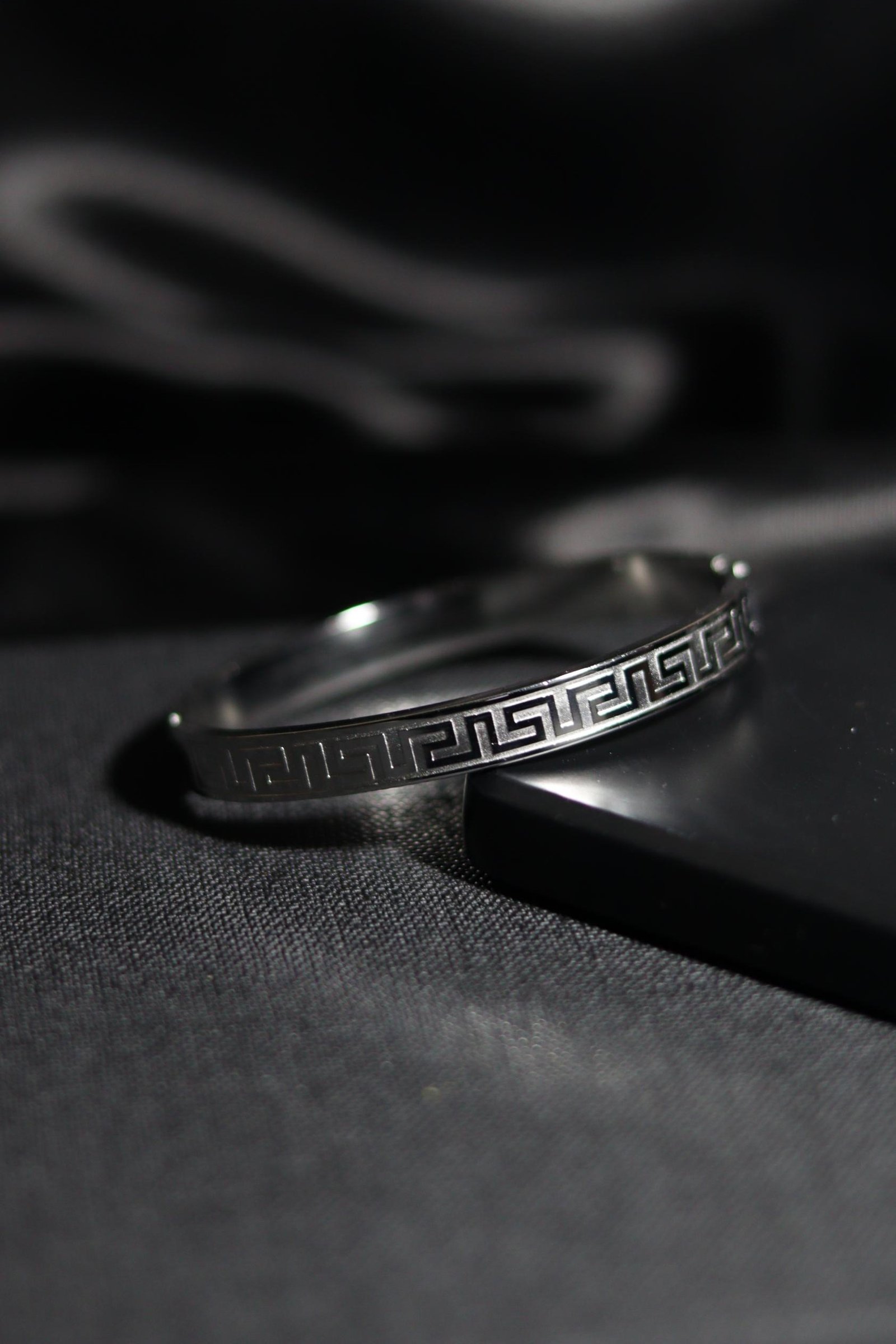 Steel and Black Enamel Kada 2