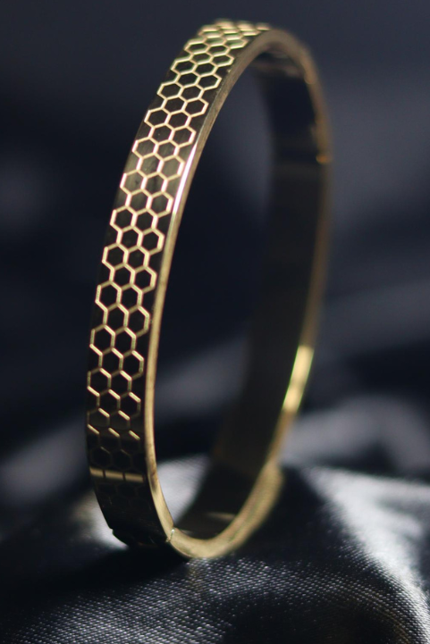 Hexa Engraved Steel Kada 4