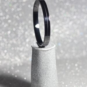 Silver One Line Black Stainless Steel Kada