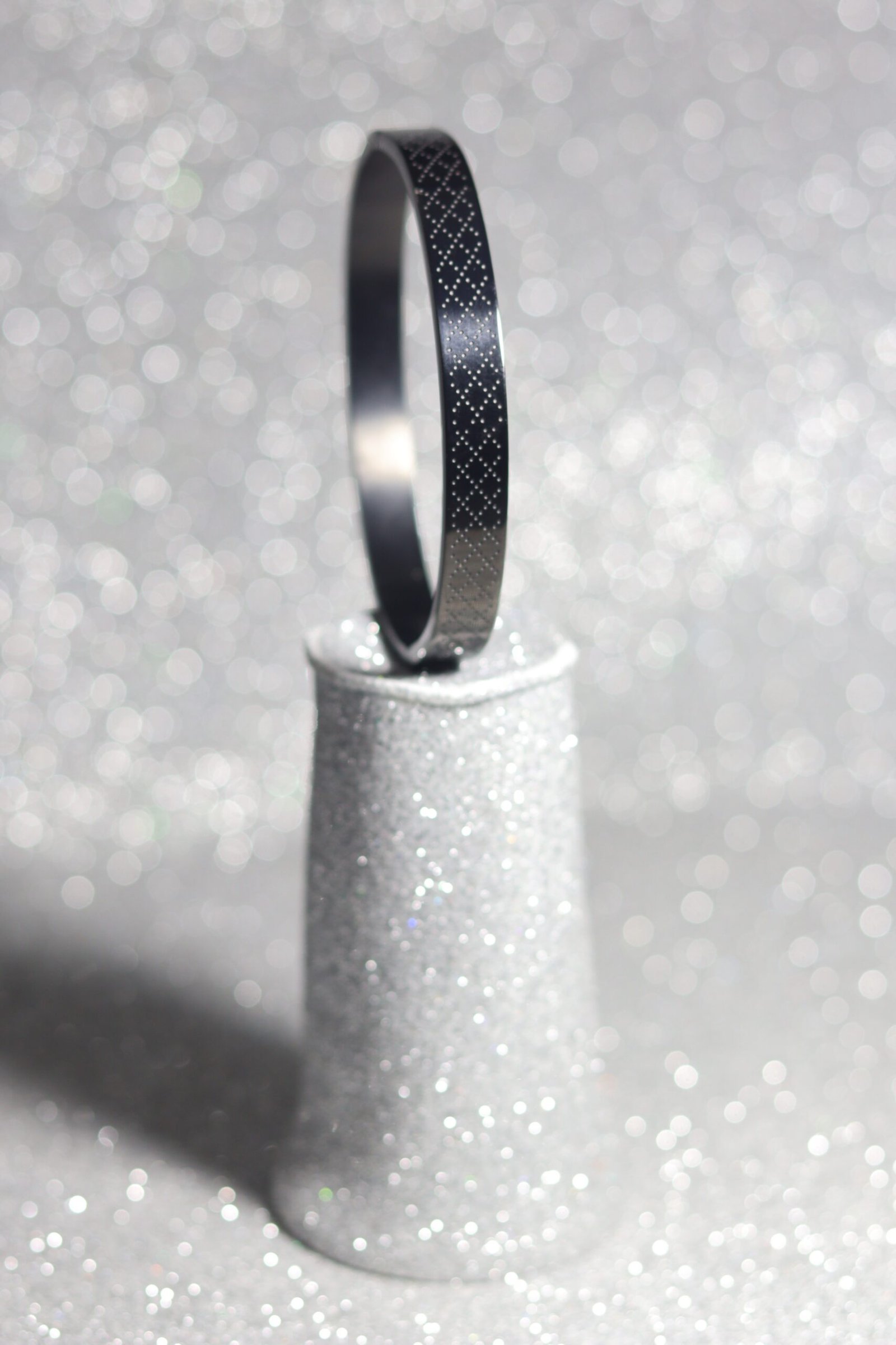 X-Pattern Silver Accent Black Kada 3